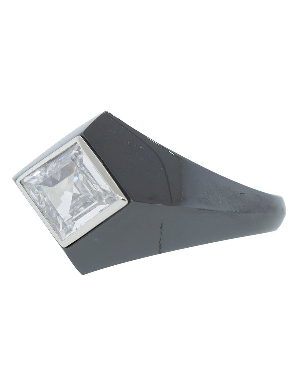 BAYCO-Lozenge Diamond and Black Ceramic Ring-BLACK