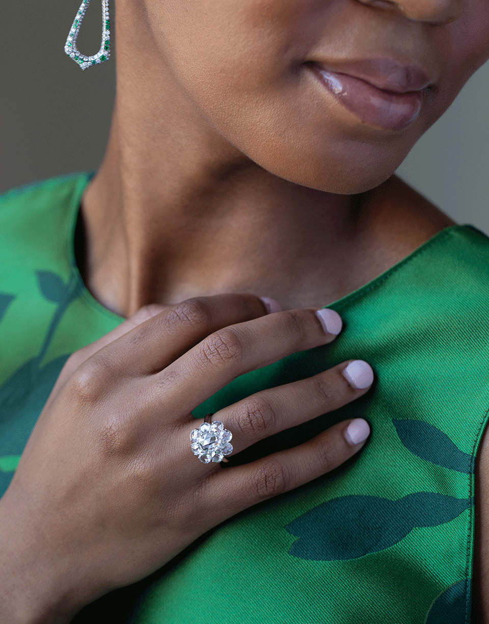 BAYCO-Oval Rose Cut Diamond Ring-PLAT