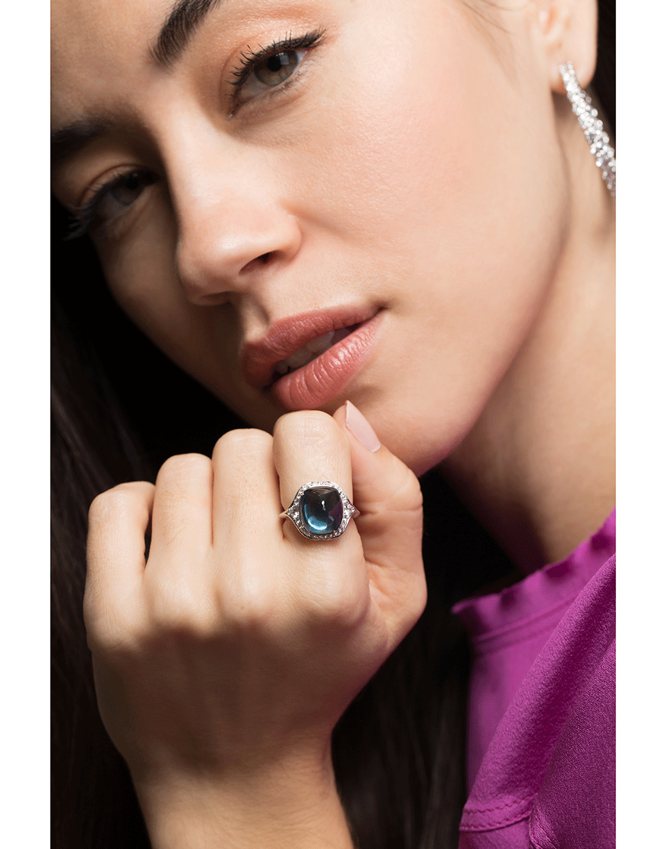 BAYCO-Sugarloaf Green Saphire and Diamond Ring-PLATINUM