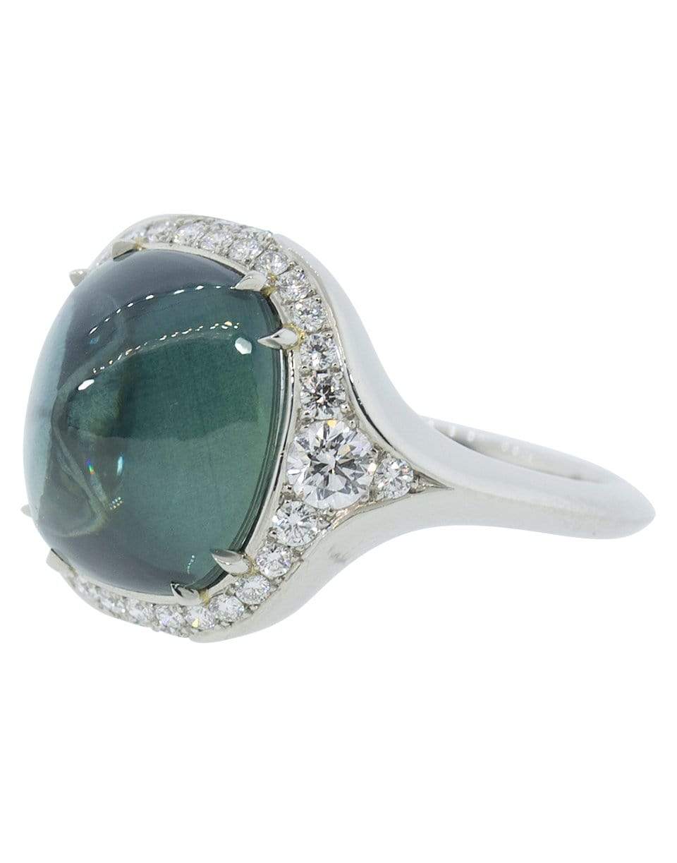 BAYCO-Sugarloaf Green Saphire and Diamond Ring-PLATINUM