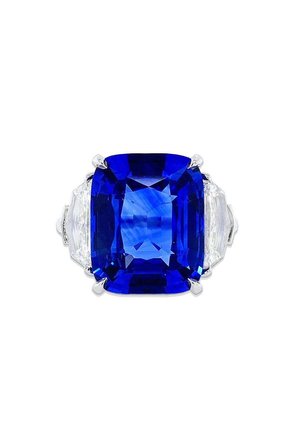 BAYCO-Cushion Sapphire Diamond Ring-PLATINUM