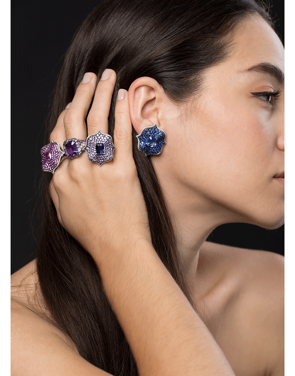 BAYCO-Purple Sapphire and Diamond Lotus Ring-PLATINUM