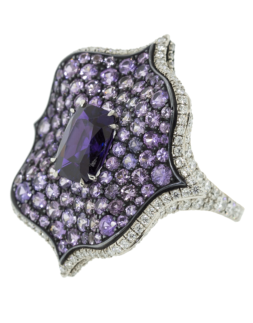 BAYCO-Purple Sapphire and Diamond Lotus Ring-PLATINUM