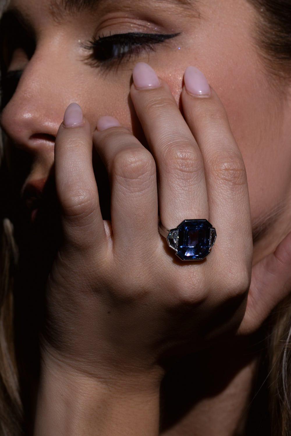 BAYCO-Sapphire Diamond Ring-PLATINUM
