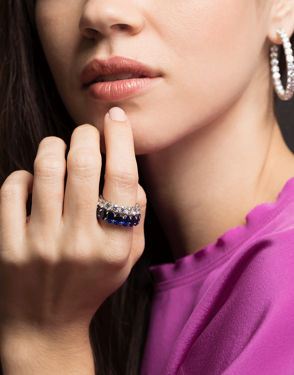 BAYCO-Oval Sapphire Eternity Ring-PLATINUM