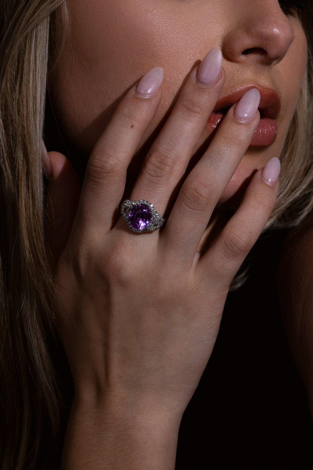 BAYCO-Pink Sapphire Diamond Ring-PLATINUM