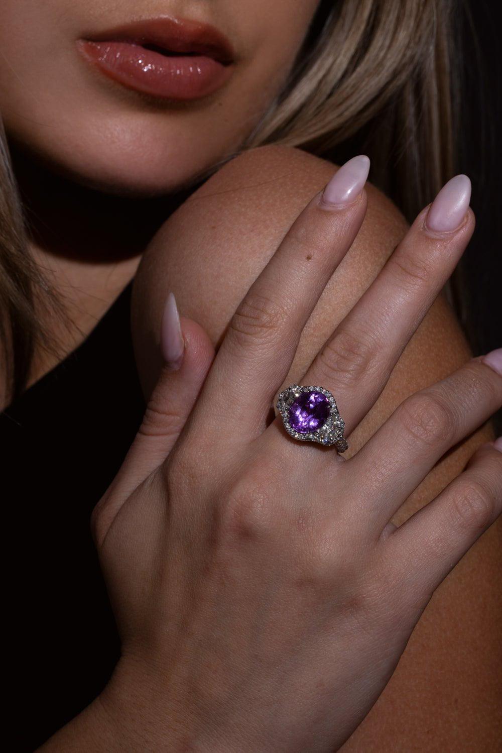 BAYCO-Pink Sapphire Diamond Ring-PLATINUM
