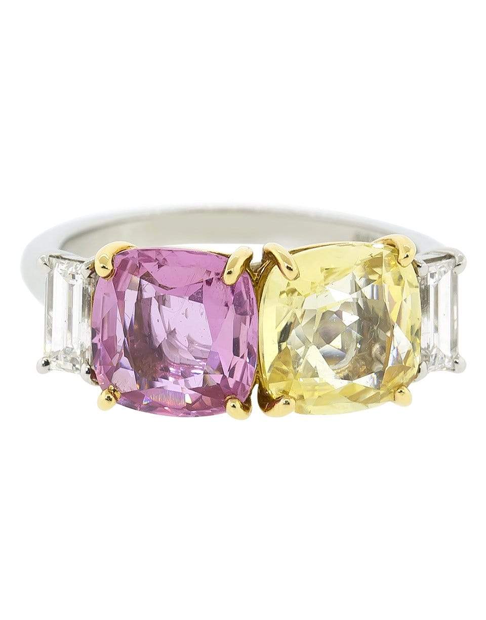 BAYCO-Cushion Yellow and Pink Sapphire Ring-PLATINUM