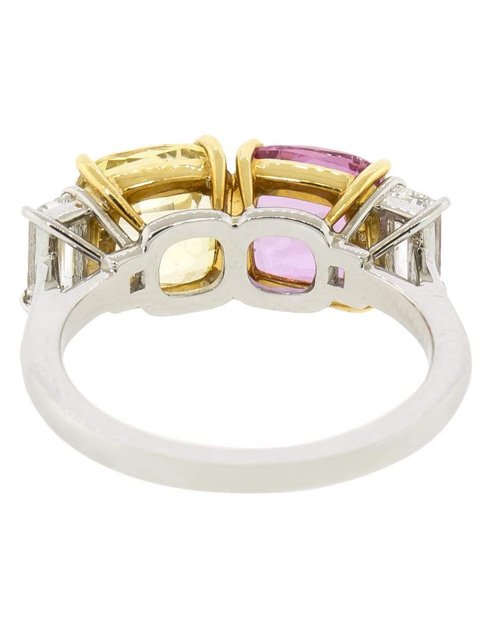 BAYCO-Cushion Yellow and Pink Sapphire Ring-PLATINUM