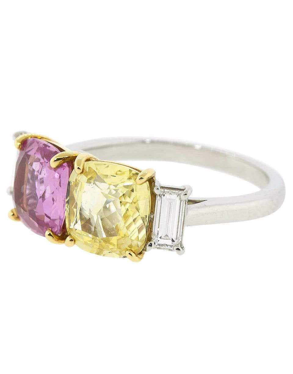 BAYCO-Cushion Yellow and Pink Sapphire Ring-PLATINUM