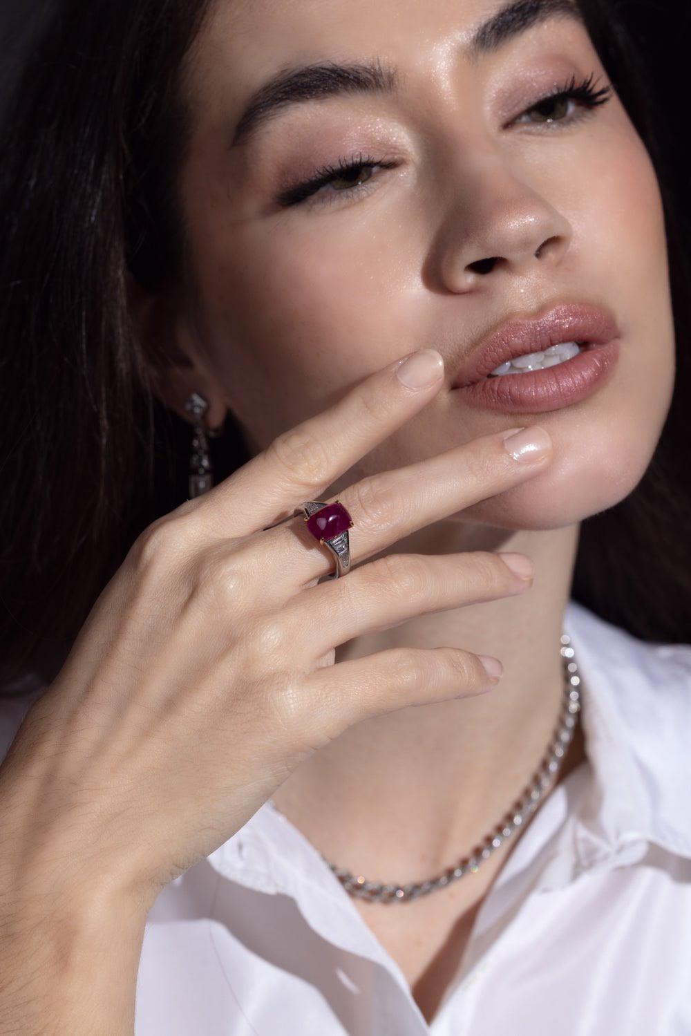 BAYCO-Ruby Diamond Ring-PLATINUM