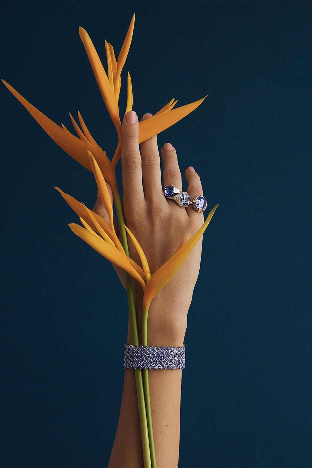 BAYCO-Sapphire Diamond Ring-PLATINUM
