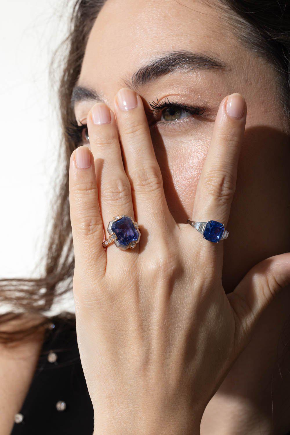 BAYCO-Sapphire Diamond Ring-PLATINUM