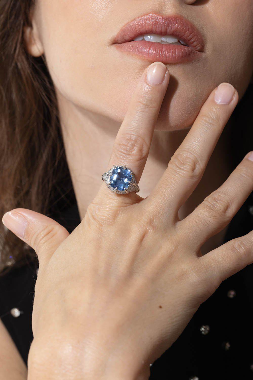 BAYCO-Sapphire Diamond Ring-PLATINUM