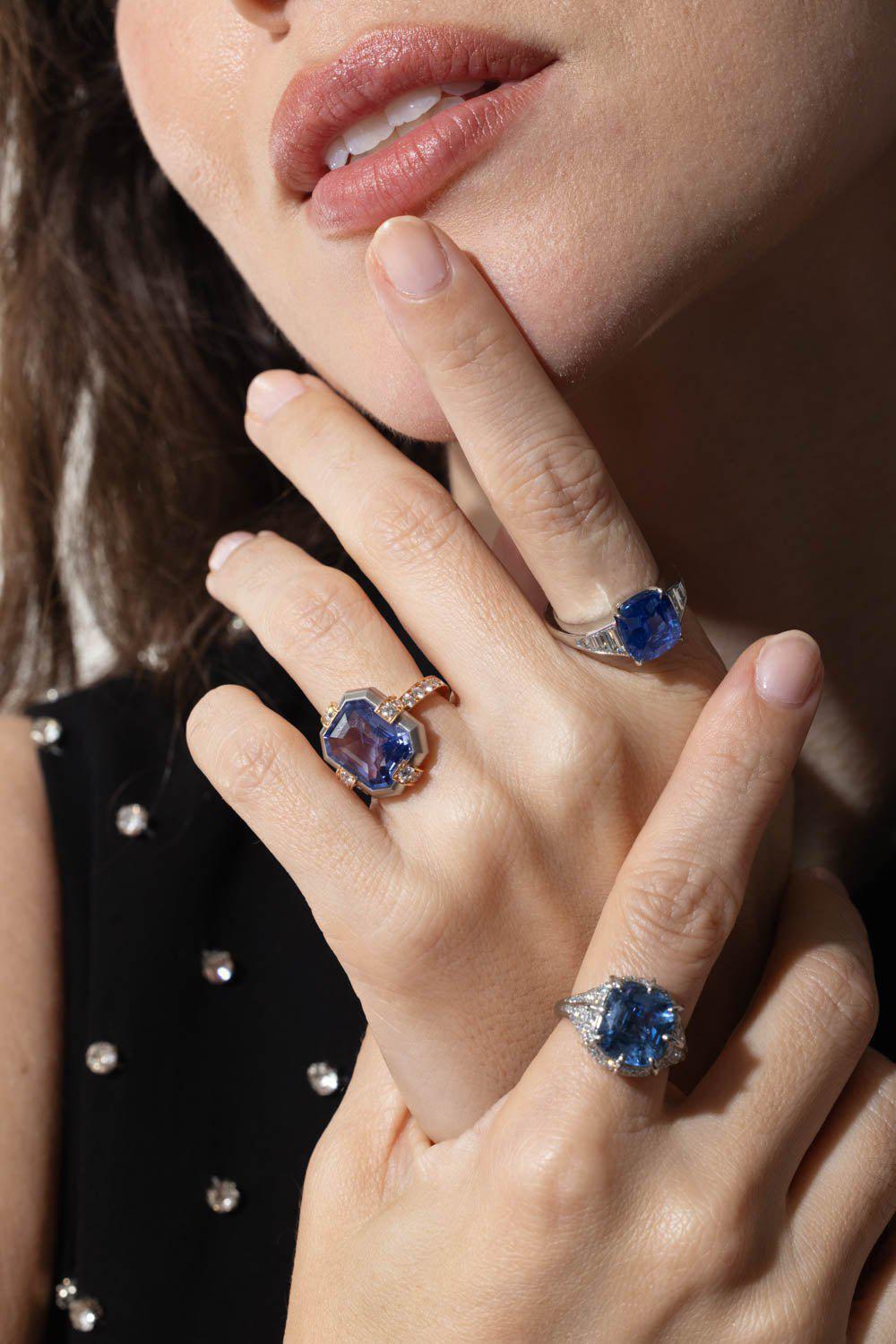 BAYCO-Sapphire Diamond Ring-PLATINUM