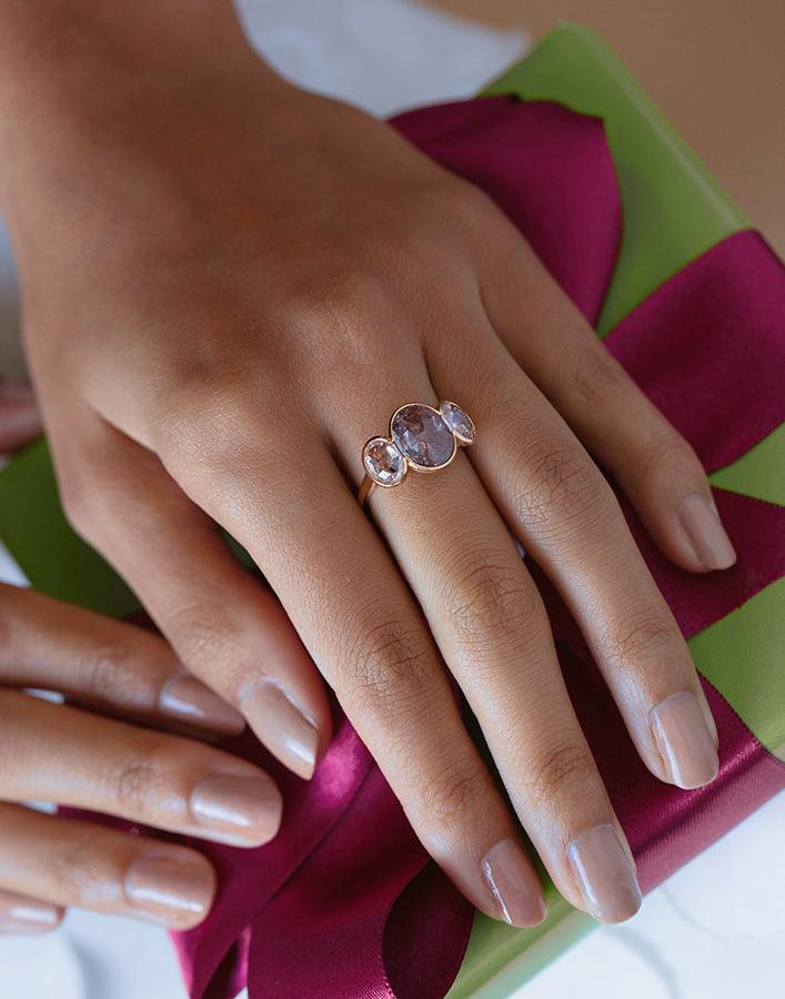 BAYCO-Natural Purple Sapphire Ring-ROSE GOLD