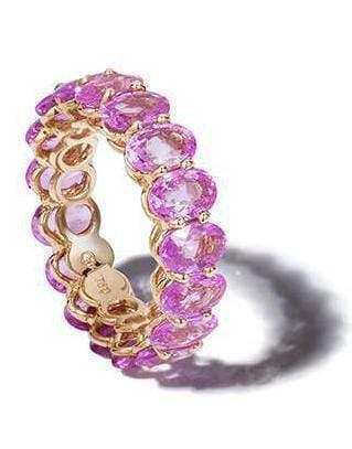 BAYCO-Oval Pink Sapphire Eternity Ring-ROSE GOLD