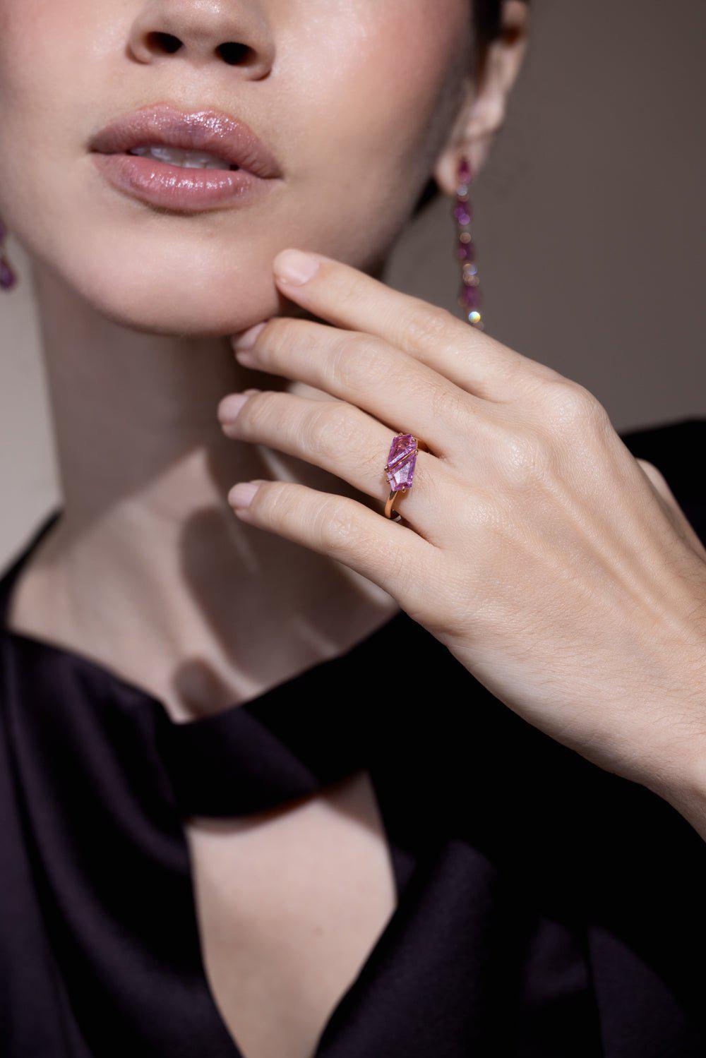 BAYCO-Pink Sapphire Diamond Ring-ROSE GOLD