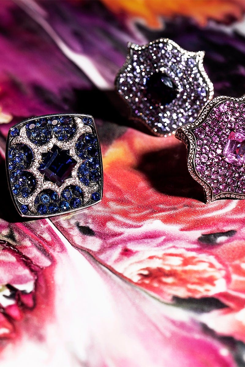 BAYCO-Pink Sapphire Lotus Ring-ROSE GOLD