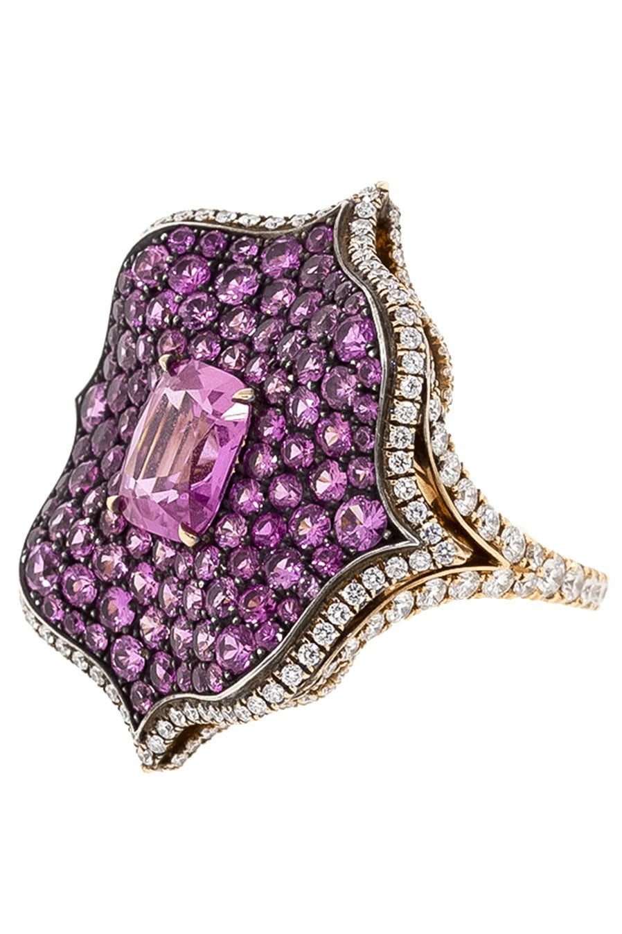 BAYCO-Pink Sapphire Lotus Ring-ROSE GOLD