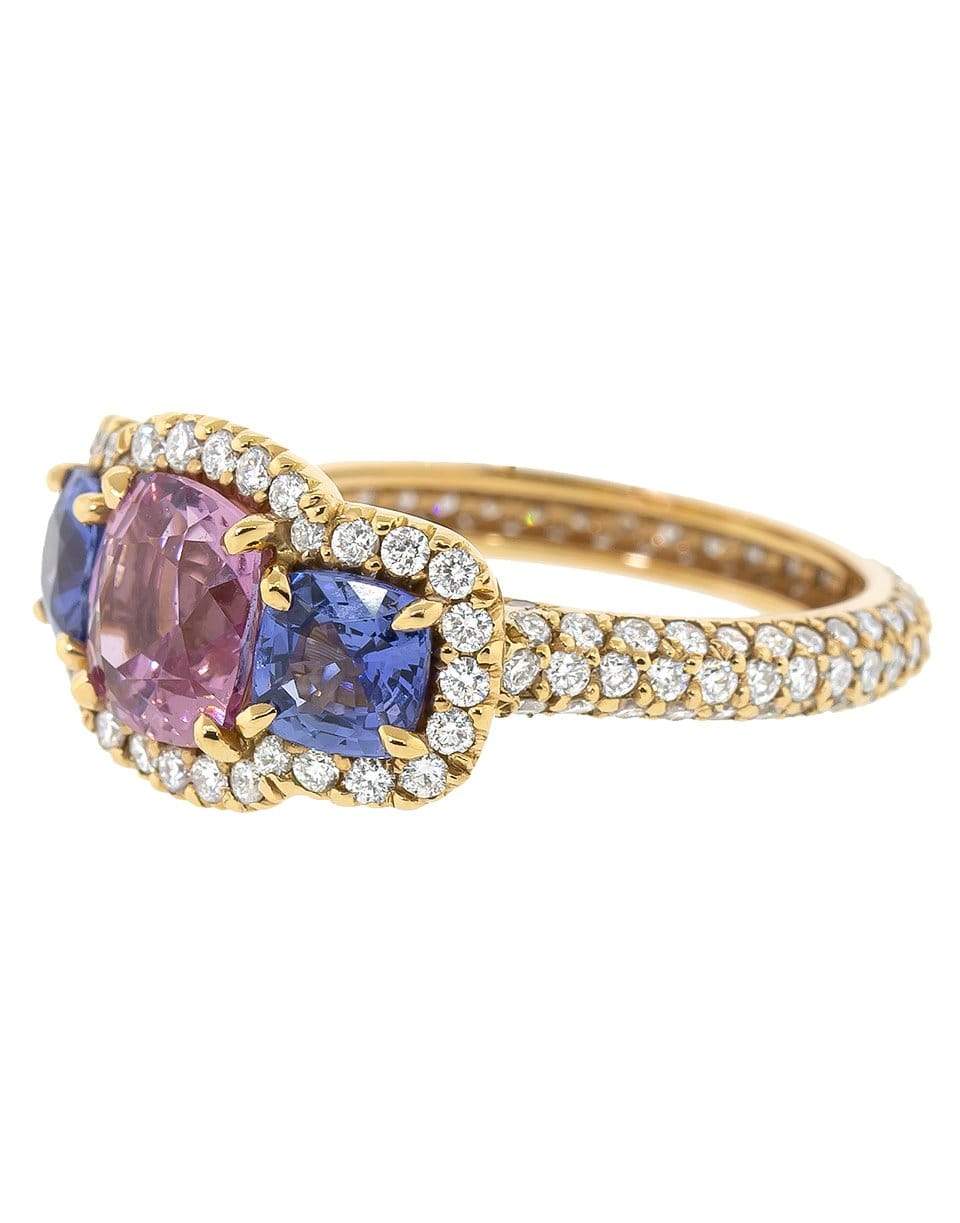 BAYCO-Cushion Pink and Blue Sapphire Ring-ROSE GOLD