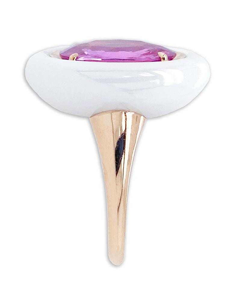 BAYCO-Pink Sapphire and White Cerarmic Ring-ROSE GOLD