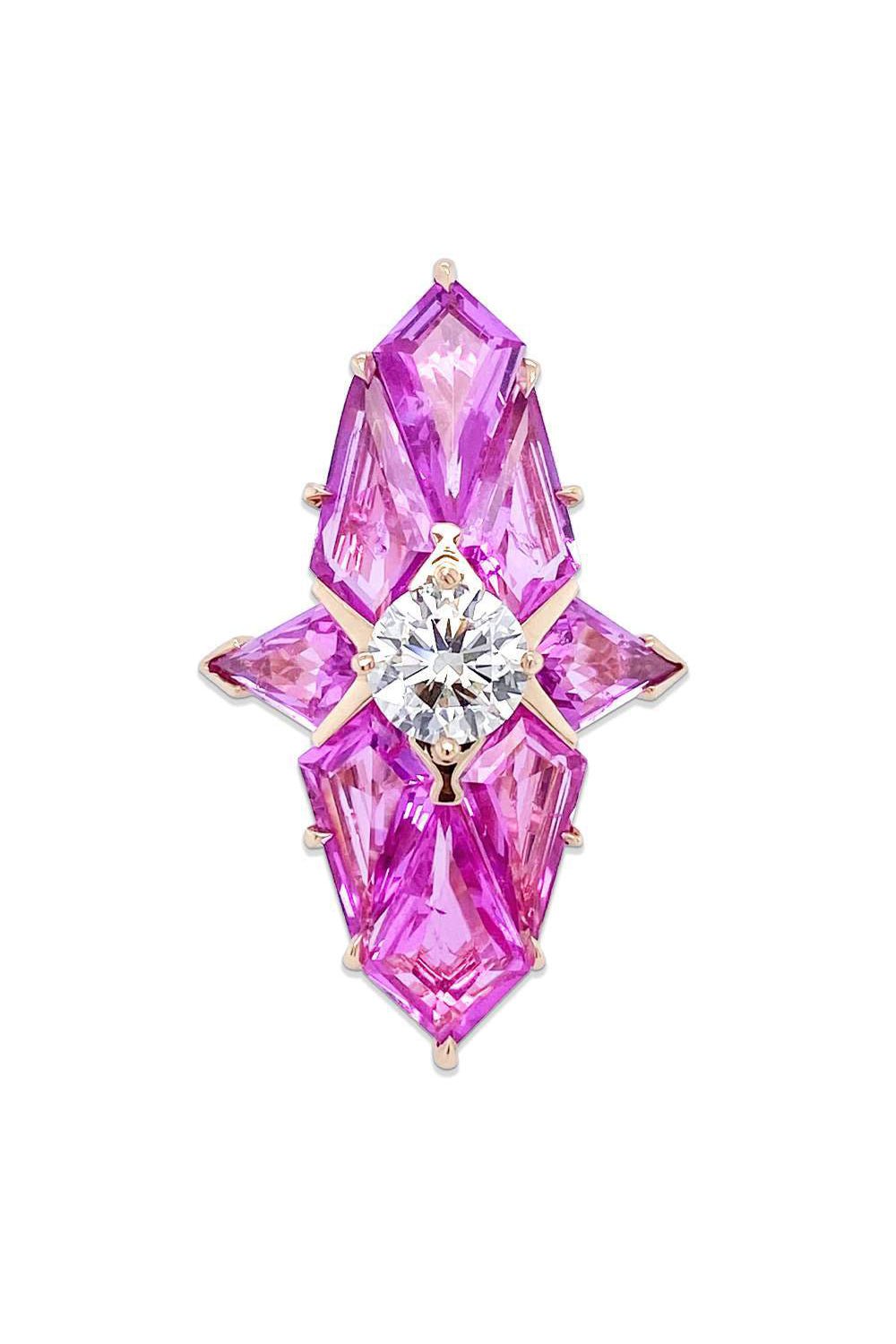 BAYCO-Pink Sapphire Diamond Kite Ring-ROSE GOLD