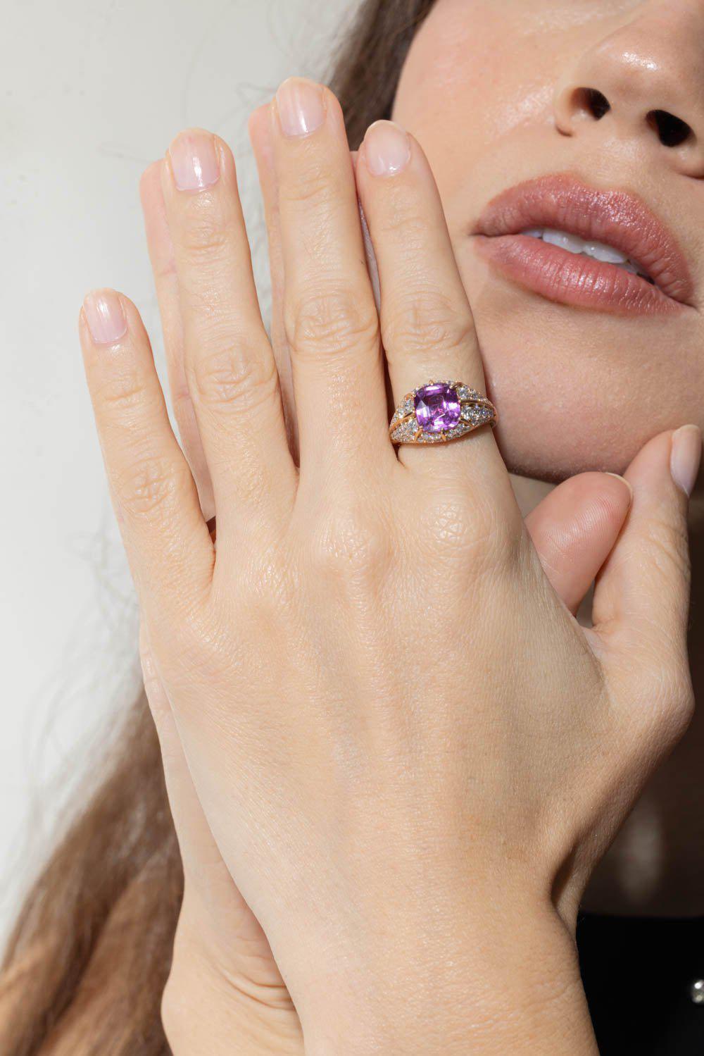 BAYCO-Pink Sapphire Diamond Ring-ROSE GOLD