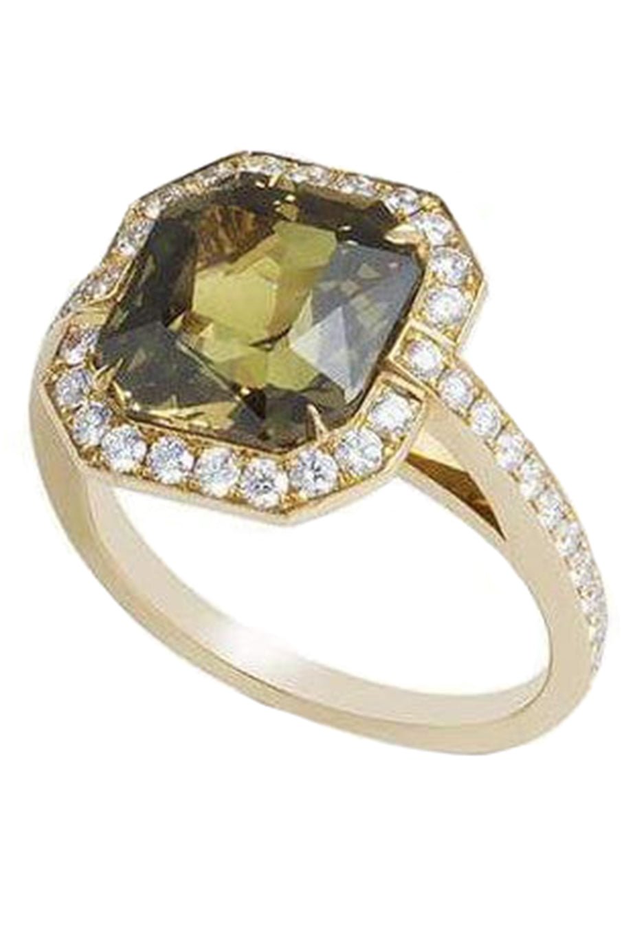 BAYCO-Octagon Green Sapphire Ring-YELLOW GOLD