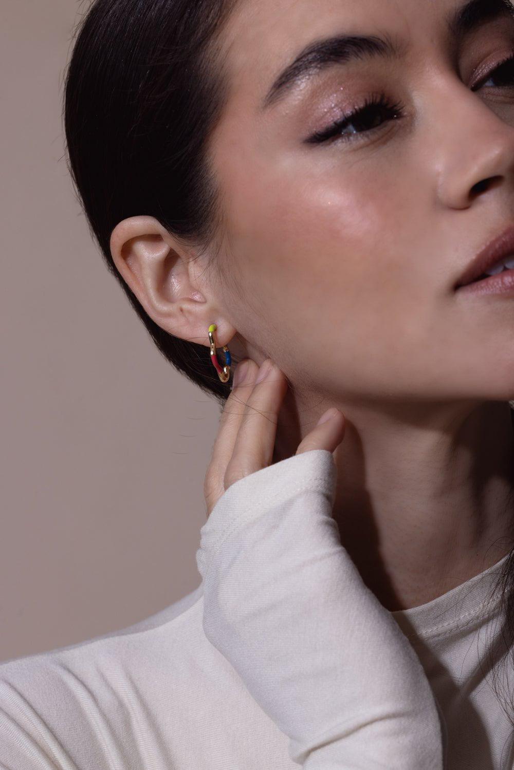 BEA BONGIASCA-B Multi Mini Hoop Earrings-YELLOW GOLD