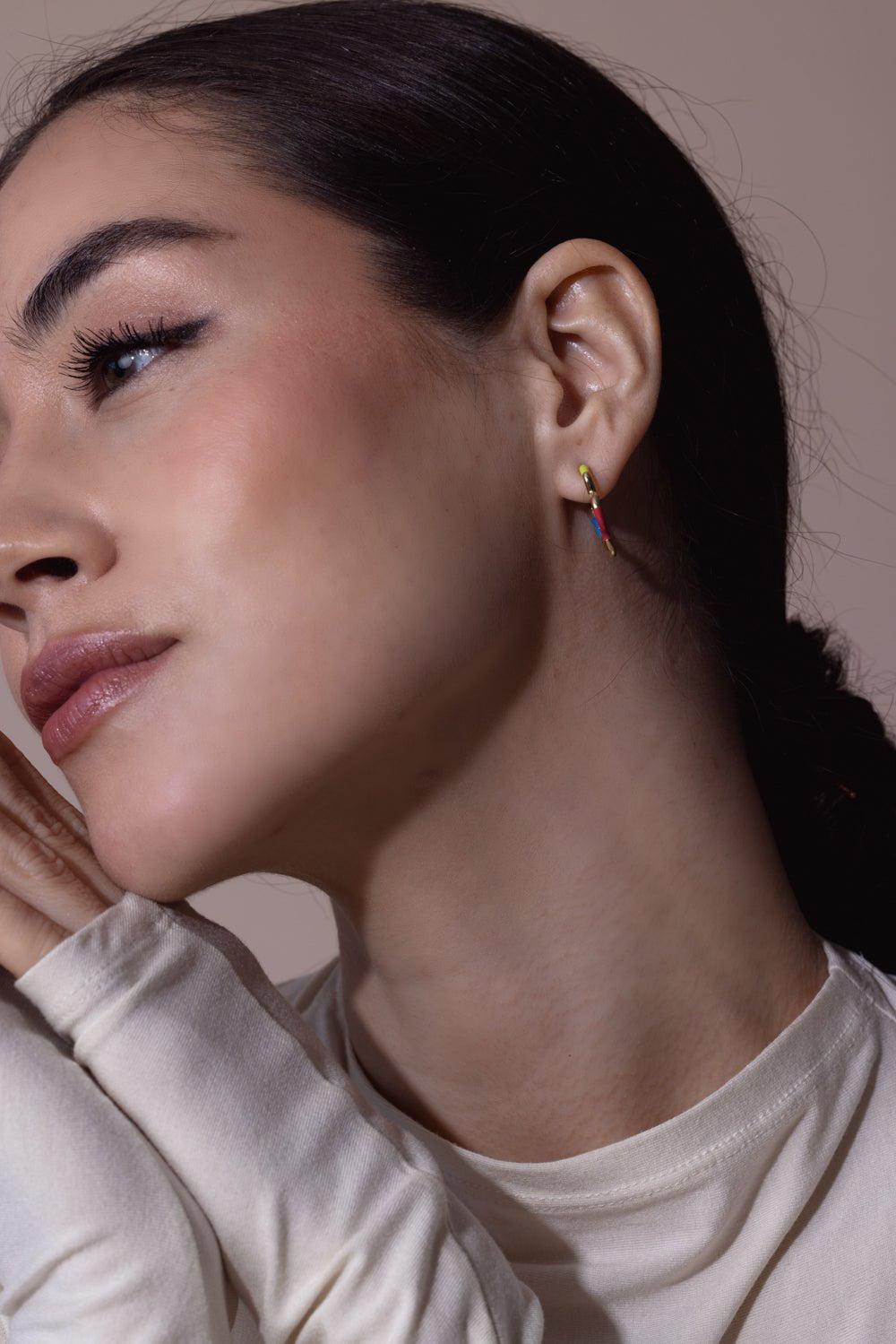 BEA BONGIASCA-B Multi Mini Hoop Earrings-YELLOW GOLD