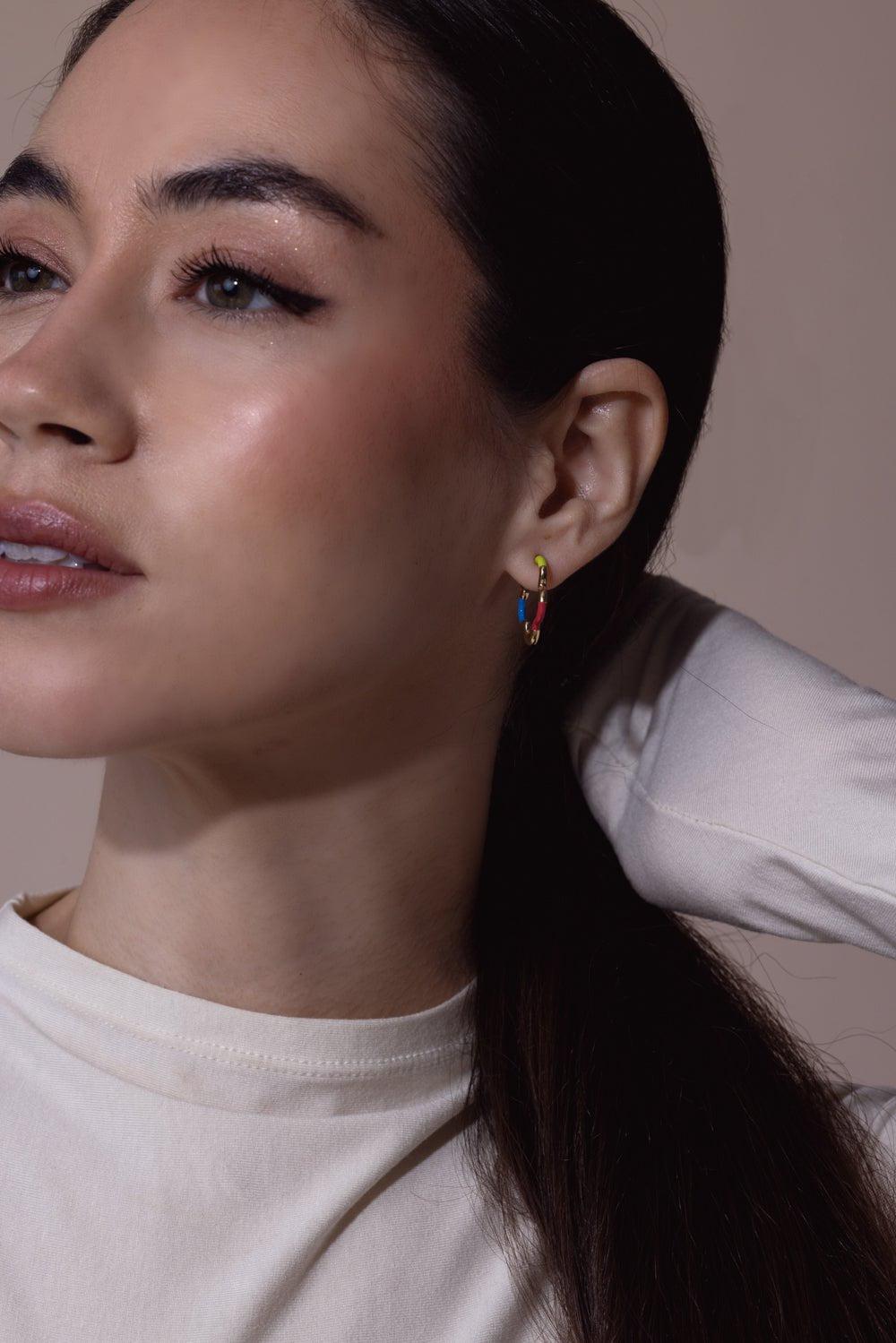 BEA BONGIASCA-B Multi Mini Hoop Earrings-YELLOW GOLD