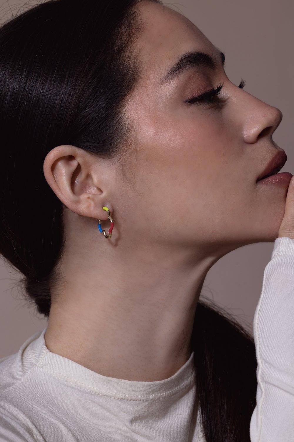 BEA BONGIASCA-B Multi Mini Hoop Earrings-YELLOW GOLD