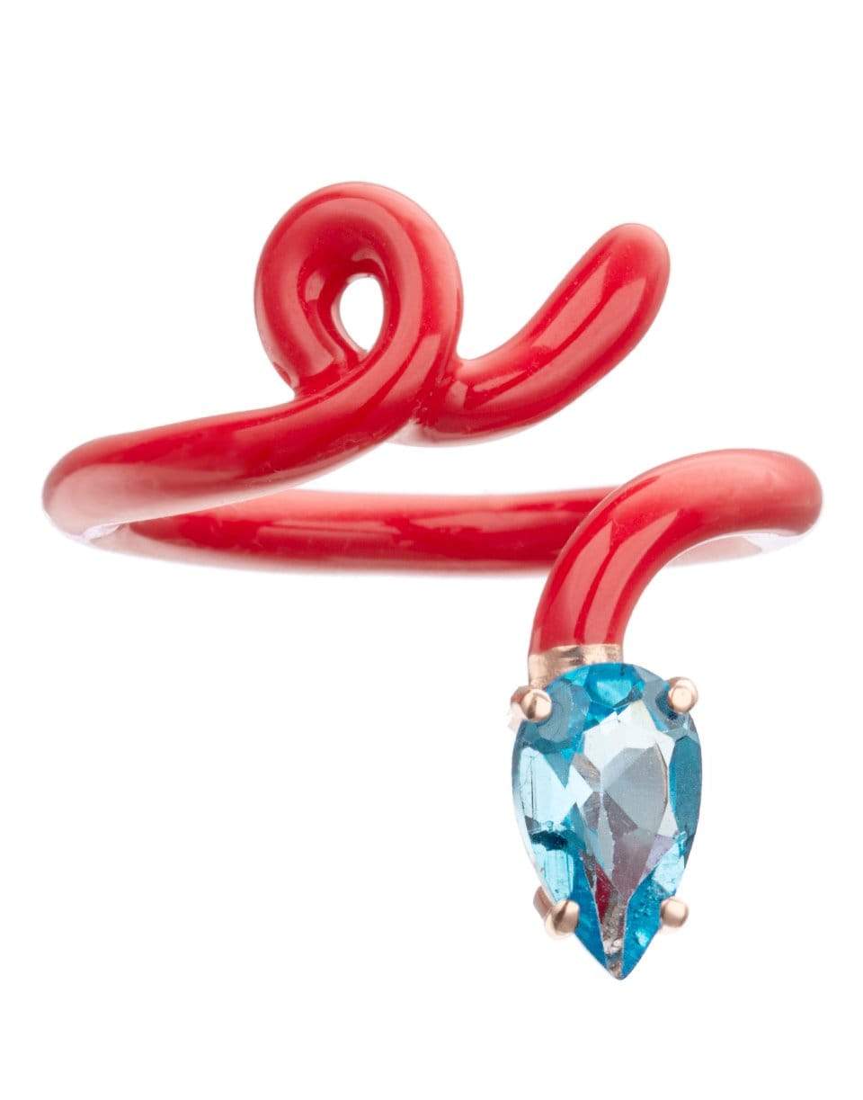BEA BONGIASCA-Baby Vine Red Enamel Ring-ROSE GOLD