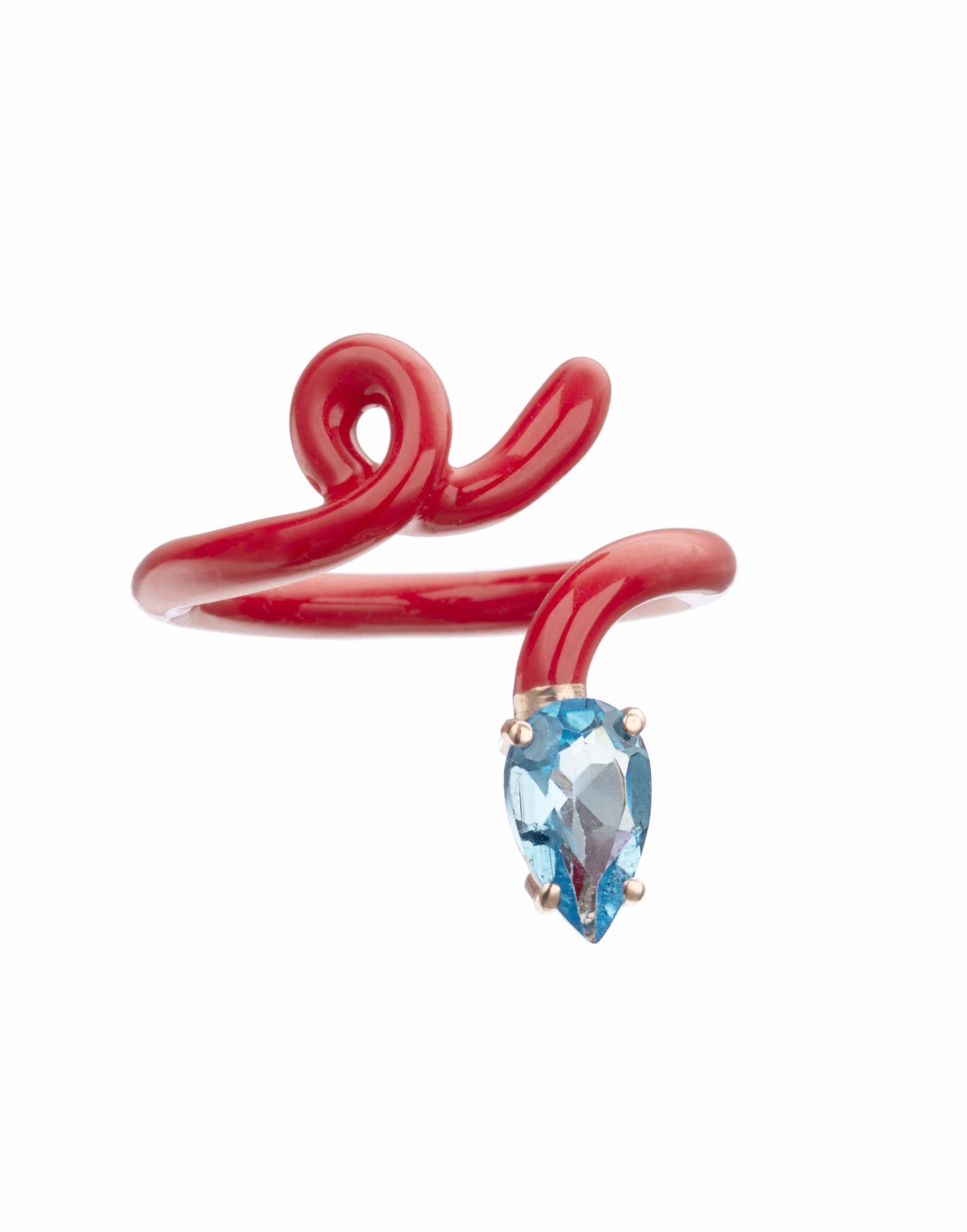 BEA BONGIASCA-Baby Vine Red Enamel Topaz Ring-ROSE GOLD