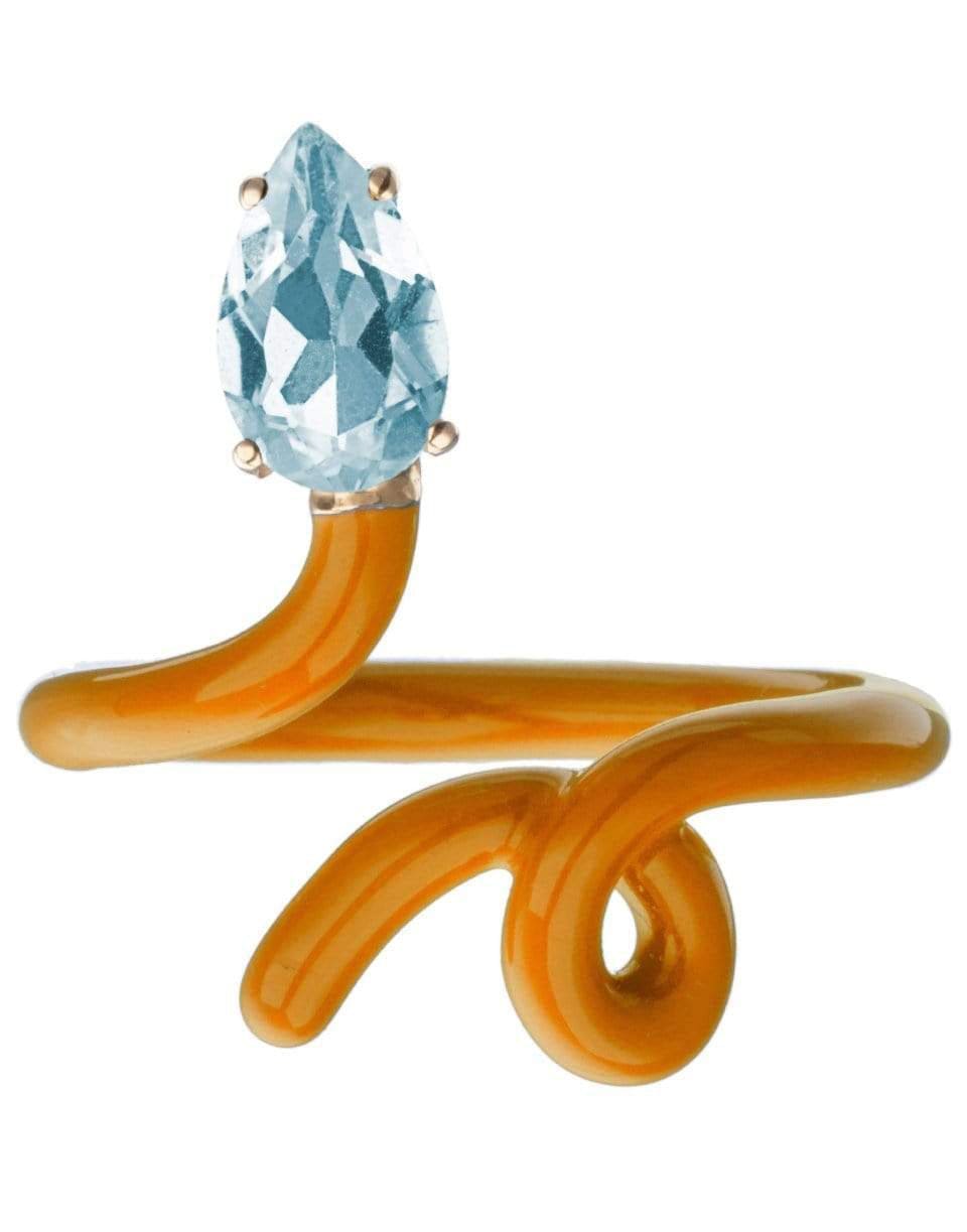 BEA BONGIASCA-Baby Vine Orange Enamel Ring-YELLOW GOLD