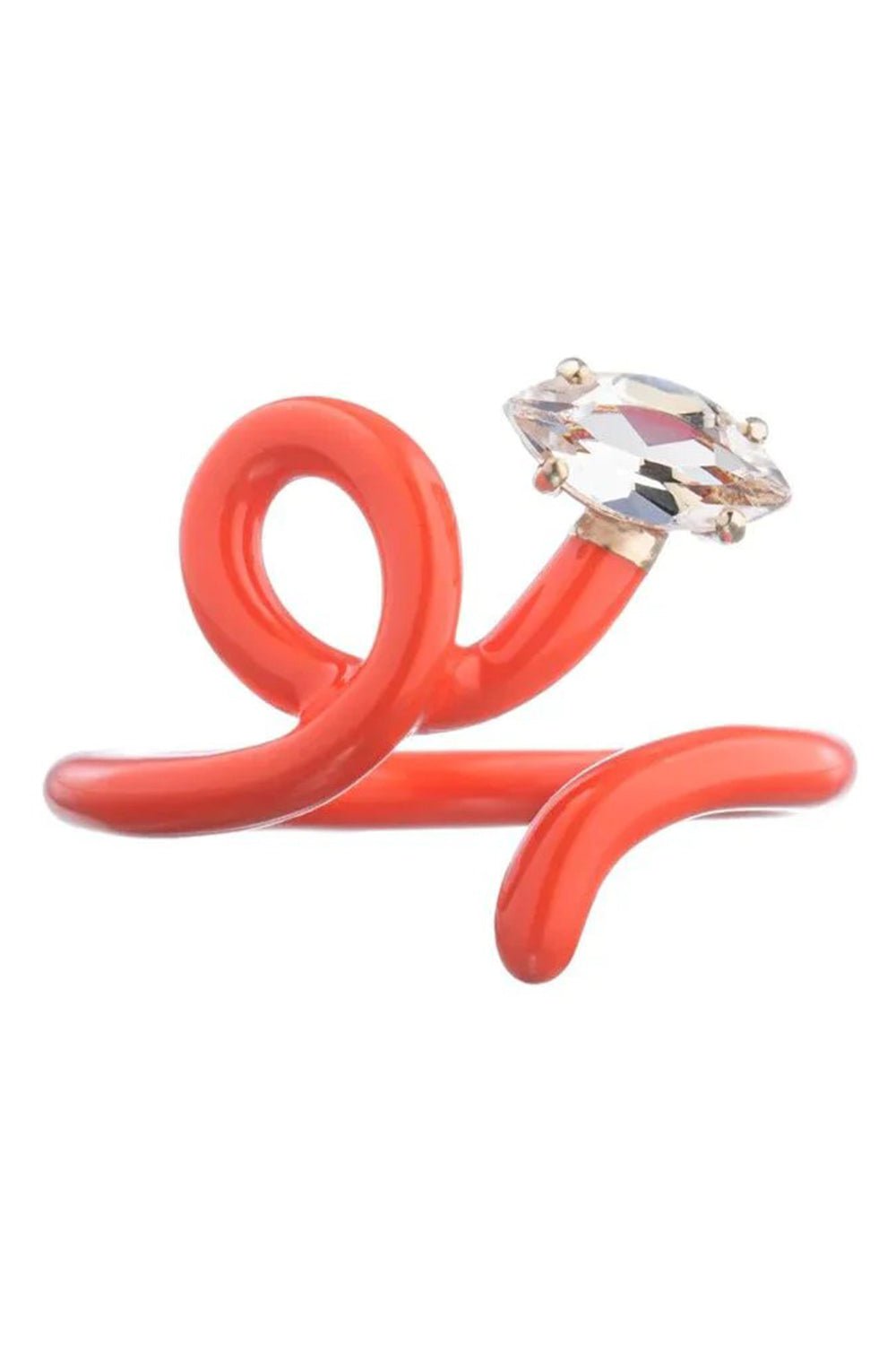 BEA BONGIASCA-Baby Vine Orange Enamel Rock Crystal Ring-YELLOW GOLD