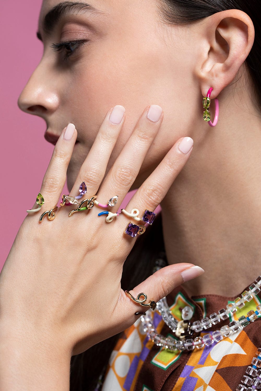 BEA BONGIASCA-Panna and Cobalt B Tri Colored Ring-YELLOW GOLD