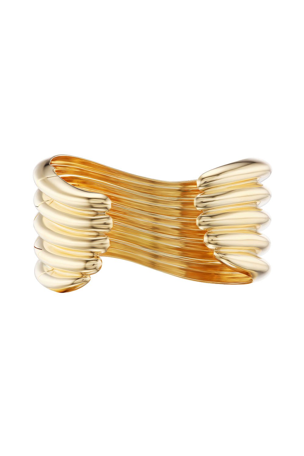 BECK JEWELS-La Ola Five Tiered Wave Cuff Bracelet-YELLOW GOLD
