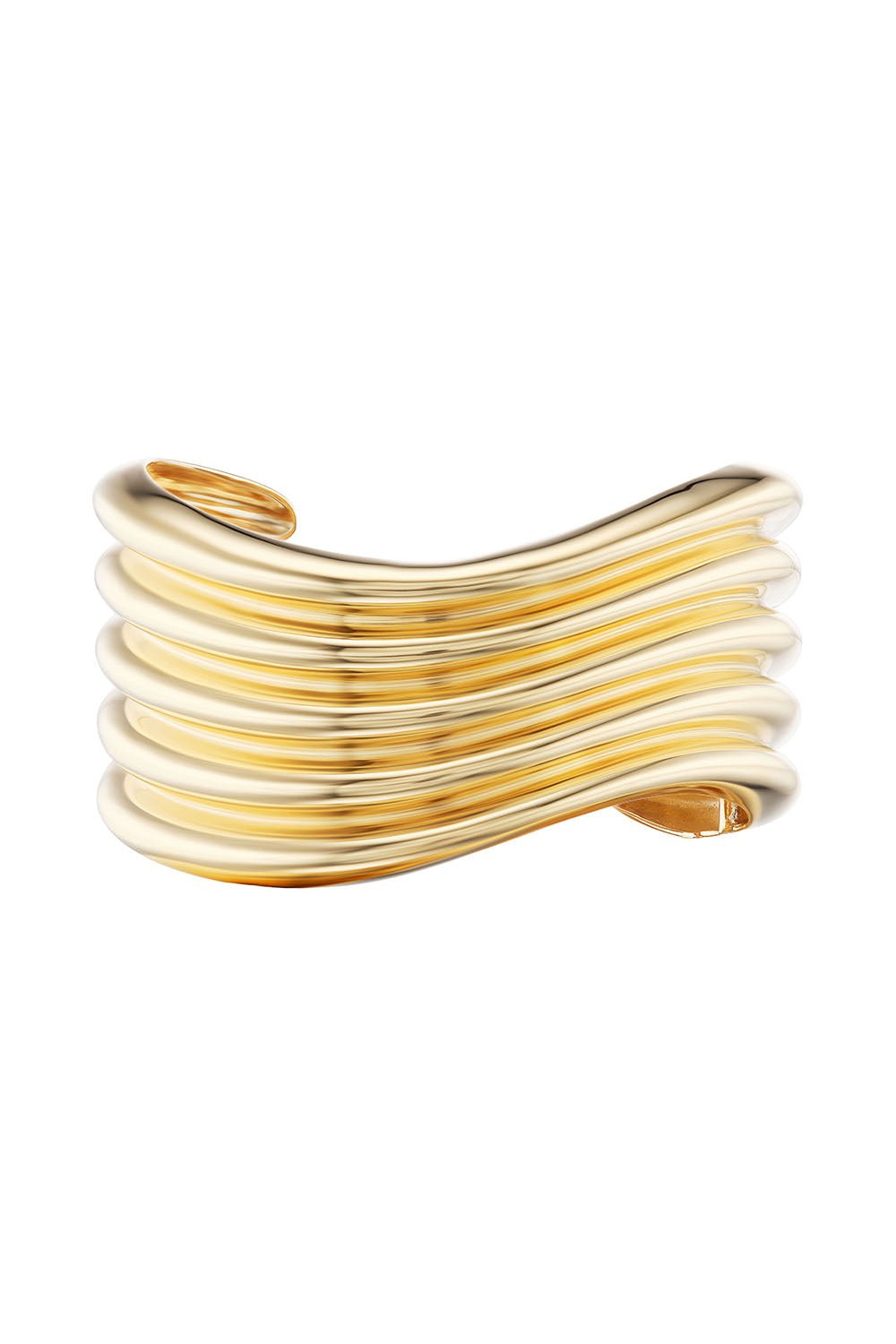 BECK JEWELS-La Ola Five Tiered Wave Cuff Bracelet-YELLOW GOLD
