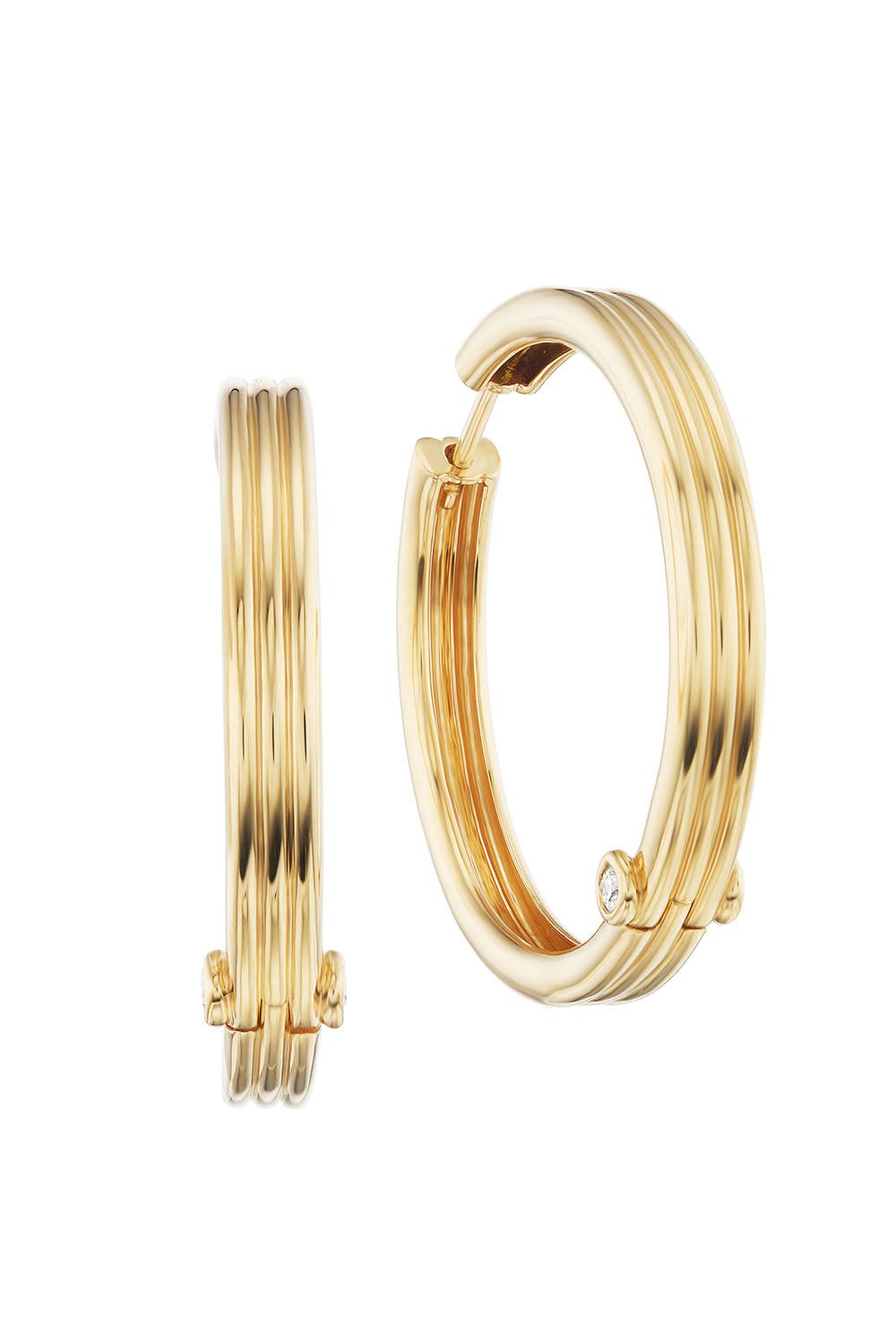 BECK JEWELS-Scuba Trio Curvahoop Earrings-YELLOW GOLD