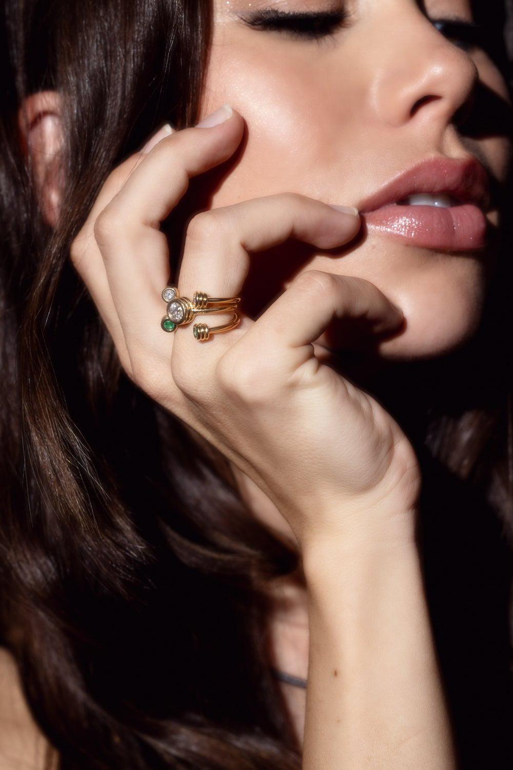 BECK JEWELS-Open Grotto Emerald Ring-YELLOW GOLD