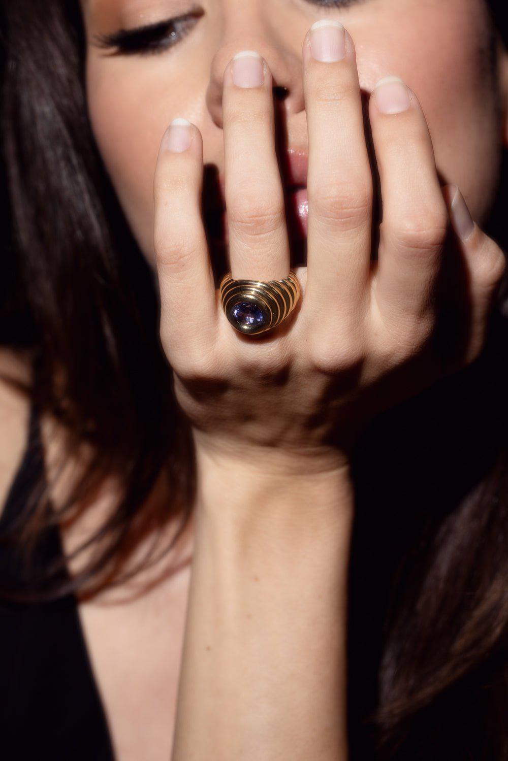 BECK JEWELS-Tanzanite Ripple Ring-YELLOW GOLD