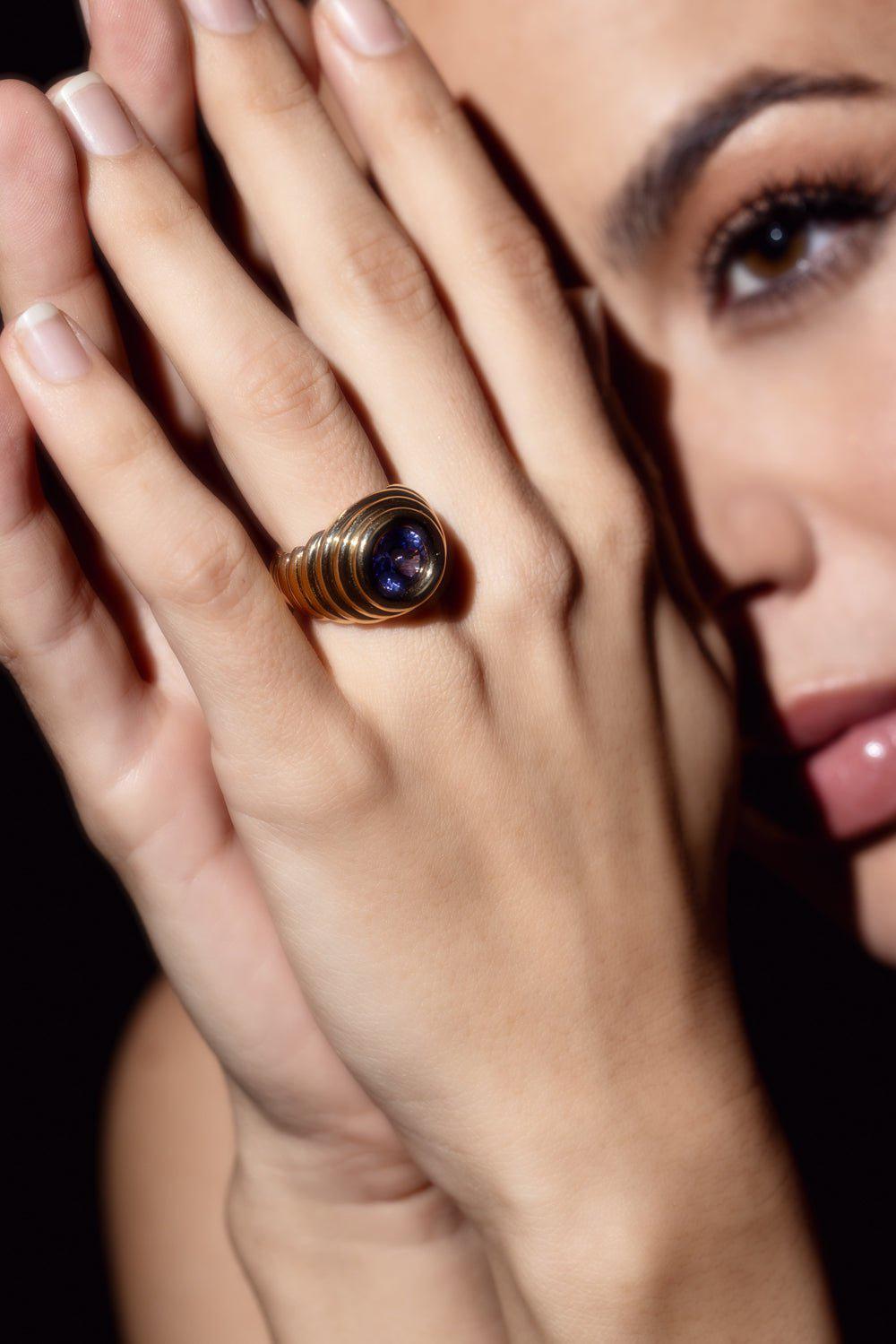 BECK JEWELS-Tanzanite Ripple Ring-YELLOW GOLD