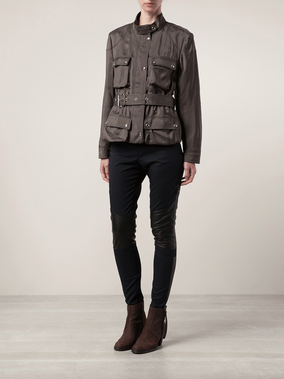 BELSTAFF-Leather Knee Stretch Leggings-
