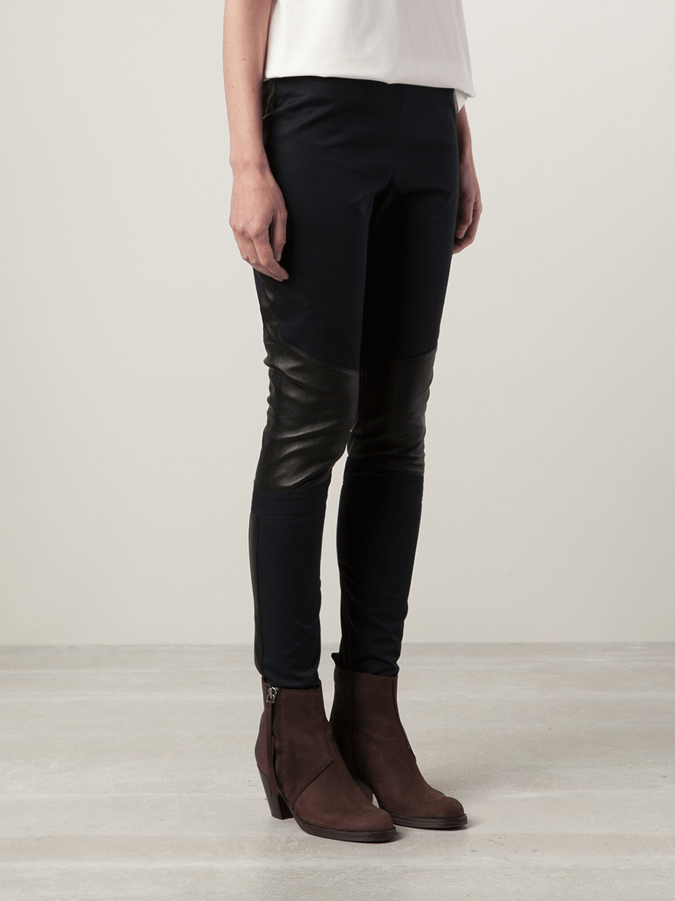 BELSTAFF-Leather Knee Stretch Leggings-