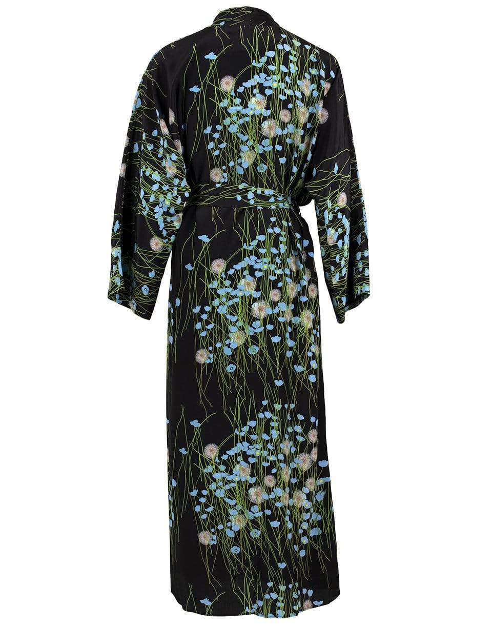 BERNADETTE-Long Peignoir Silk Coat - Blue & Black-BLU/BLK