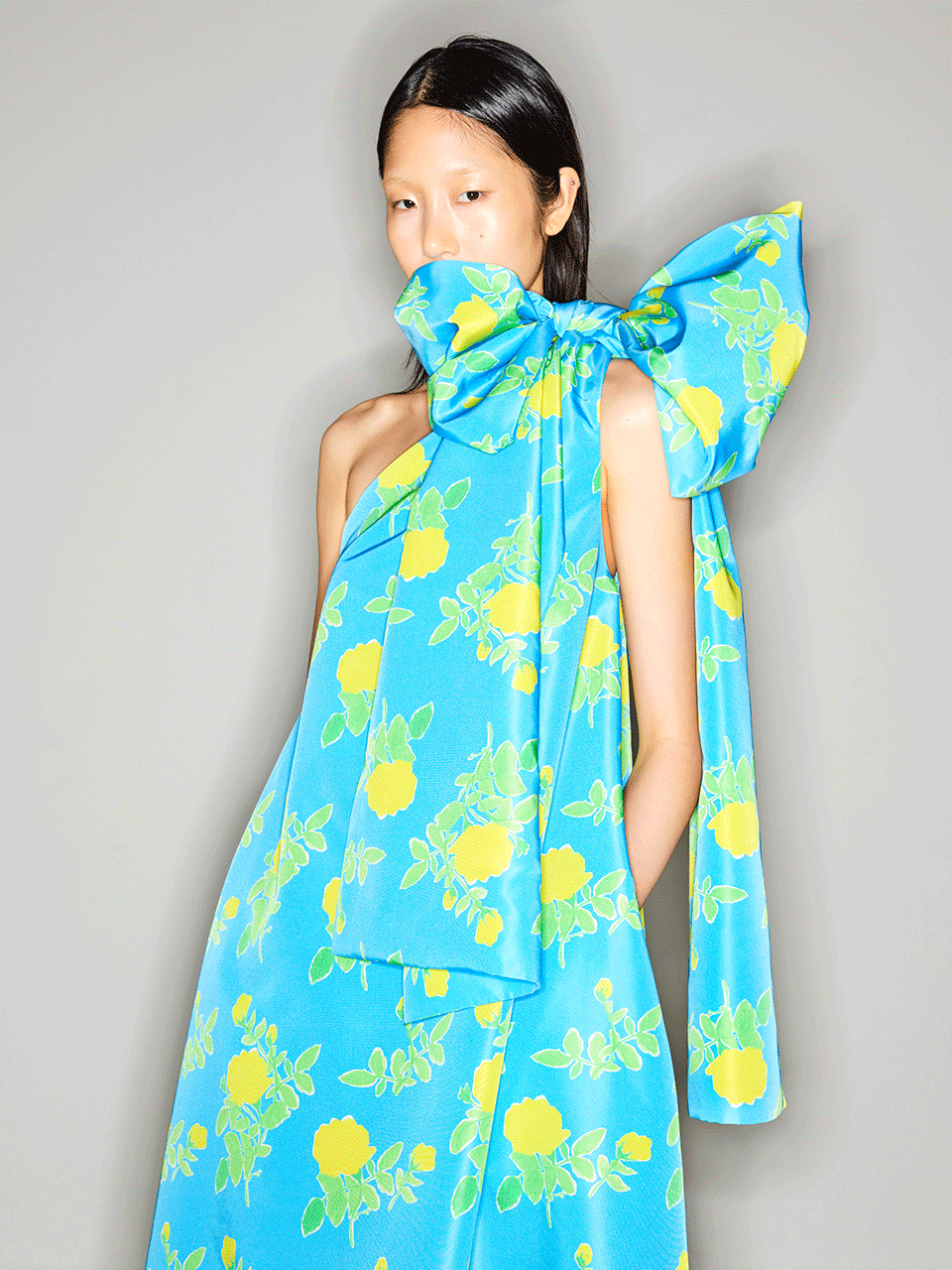 BERNADETTE-One Shoulder Winnie Bow Dress-