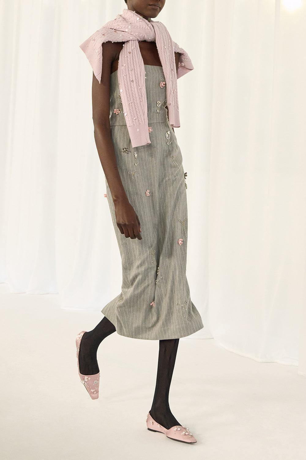 Elena Embroidered Dress-GREY-34-CLOTHINGDRESSCOCKTAIL-BERNADETTE