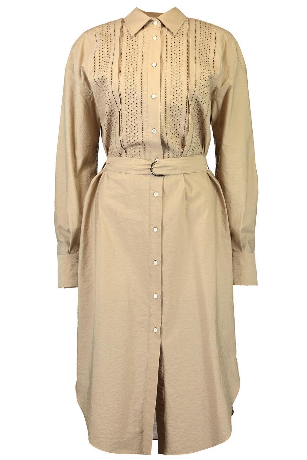 Belted Shirt Dress-CREAM-XS-CLOTHINGDRESSCASUAL-BRUNELLO CUCINELLI